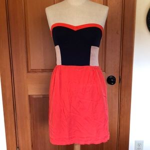 Colorblock strapless dress